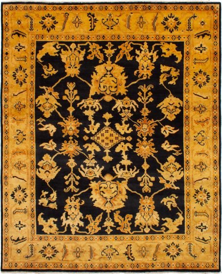 Bordered  Traditional Blue Area rug 6x9 Indian Hand-knotted 272255