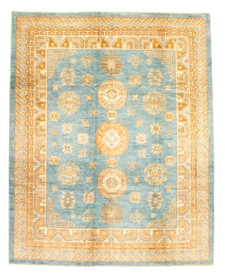 Bordered  Traditional Blue Area rug 6x9 Afghan Hand-knotted 346605