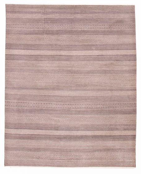 Stripes  Transitional Brown Area rug 6x9 Indian Hand-knotted 377065