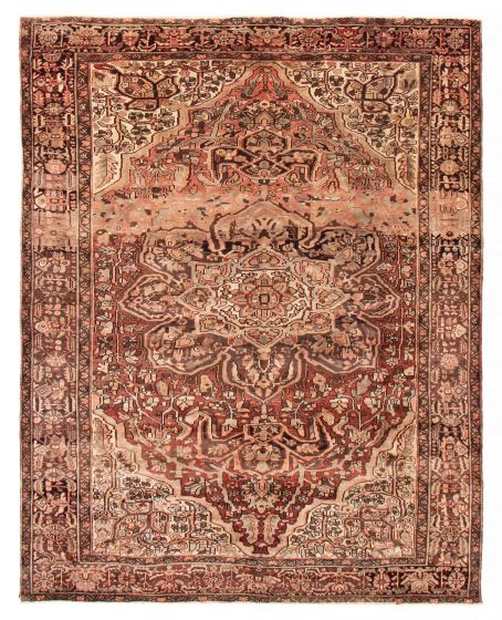 Vintage Brown Area rug 8x10 Turkish Hand-knotted 391261