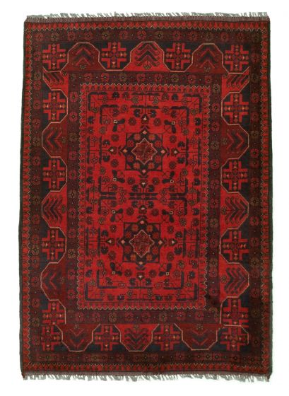 Bordered  Tribal Red Area rug 3x5 Afghan Hand-knotted 329280