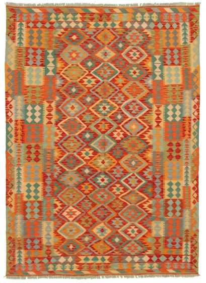 Bordered  Transitional Red Area rug 5x8 Turkish Flat-weave 331451