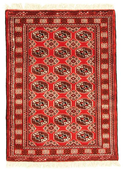 Bordered  Tribal Red Area rug 3x5 Turkmenistan Hand-knotted 334589