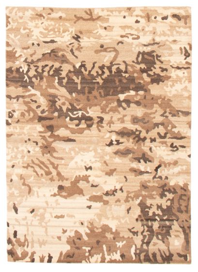 Casual  Transitional Brown Area rug 5x8 Nepal Hand-knotted 369466