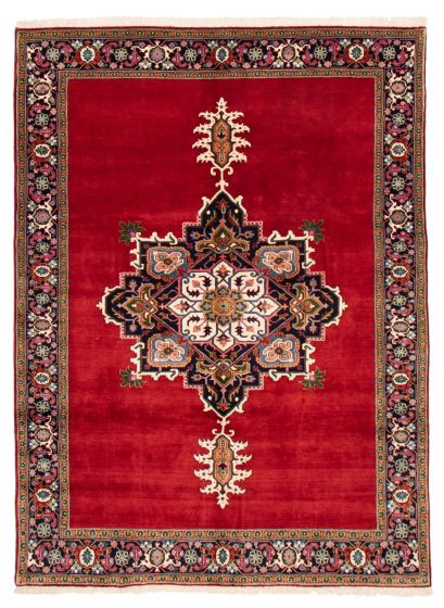 Bordered  Traditional Red Area rug 8x10 Turkish Hand-knotted 373109
