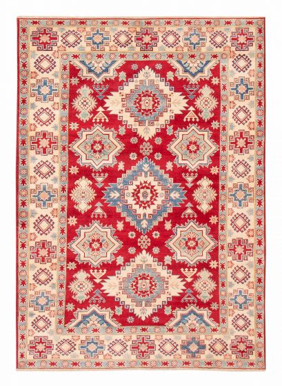 Bordered  Traditional Red Area rug 5x8 Afghan Hand-knotted 376581