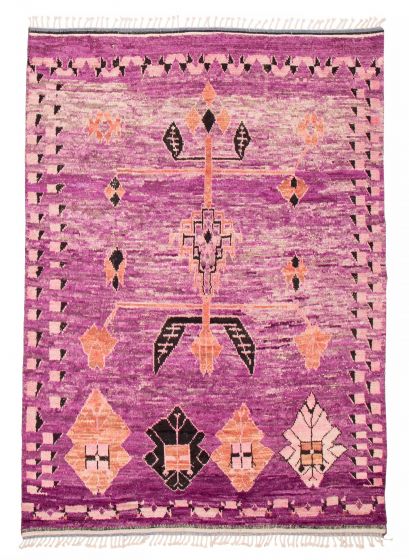 Moroccan  Tribal Purple Area rug 6x9 Pakistani Hand-knotted 381816