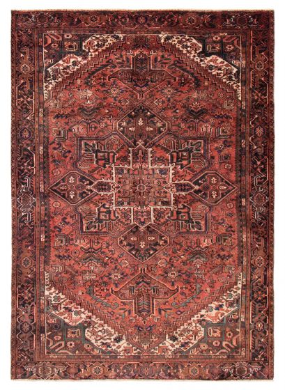 Geometric  Traditional Red Area rug 8x10 Turkish Hand-knotted 391007