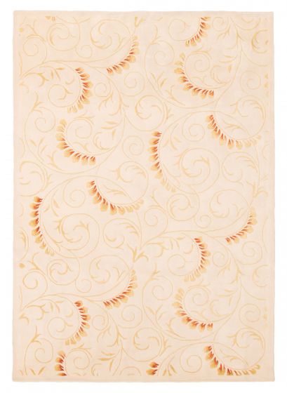 Transitional Ivory Area rug 5x8 Chinese Hand Tufted 392030