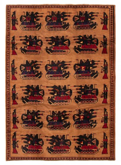 Novelty  Tribal Brown Area rug 6x9 Afghan Hand-knotted 406260