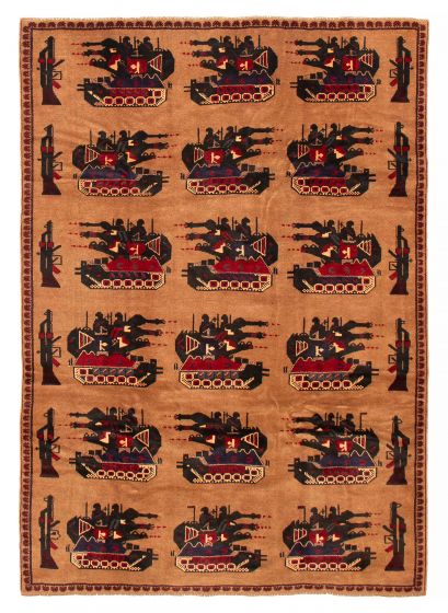 Novelty Tribal Brown Area rug 6x9 Afghan Hand-knotted 407967