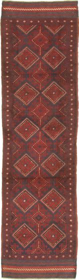 Bordered  Tribal Red Runner rug 8-ft-runner Afghan Hand-knotted 326283