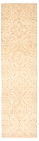 Casual  Transitional Ivory Runner rug 10-ft-runner Pakistani Hand-knotted 336366