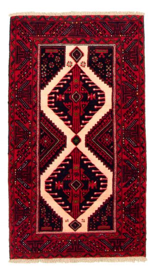 Bordered  Tribal Red Area rug 3x5 Afghan Hand-knotted 332858