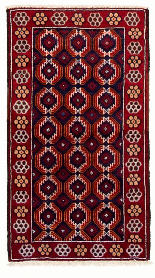 Bordered  Tribal Blue Area rug 3x5 Afghan Hand-knotted 333370