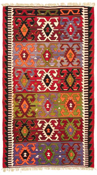 Flat-weaves & Kilims  Tribal Red Area rug 5x8 Turkish Flat-weave 343568