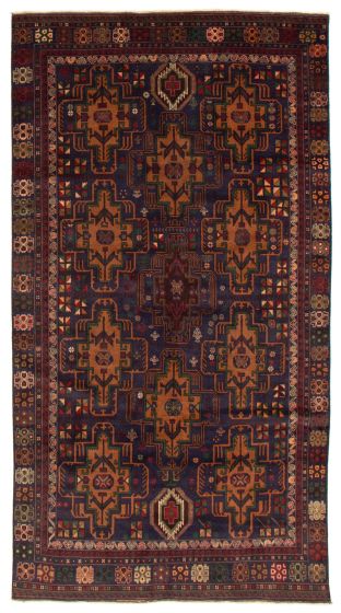 Bordered  Tribal Blue Area rug Unique Afghan Hand-knotted 367042