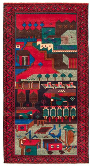 Novelty  Tribal Red Area rug 4x6 Afghan Hand-knotted 367785