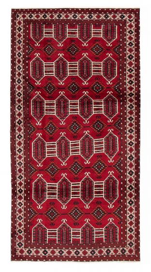 Bordered  Tribal Red Area rug Unique Persian Hand-knotted 381591