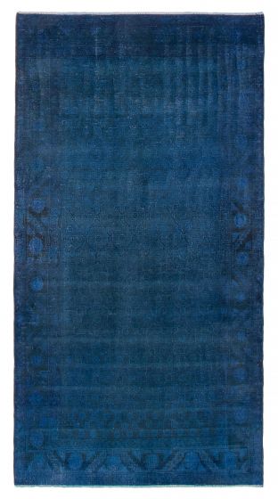 Overdyed  Transitional Blue Area rug 4x6 Turkish Hand-knotted 392203