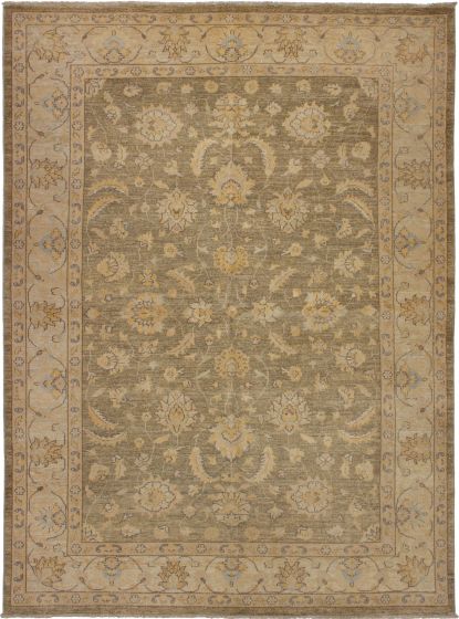 Bordered  Traditional Green Area rug 5x8 Pakistani Hand-knotted 268346