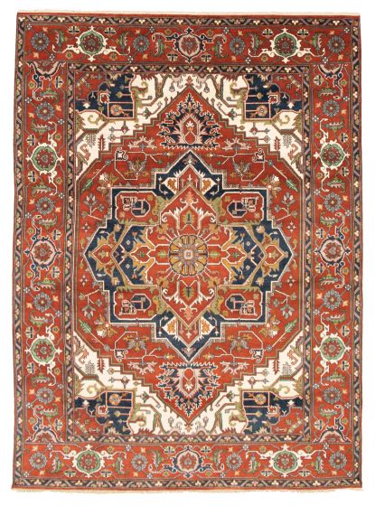 Bordered  Traditional Red Area rug 9x12 Indian Hand-knotted 344100