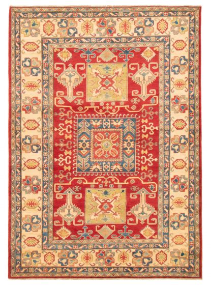 Bordered  Traditional Red Area rug 6x9 Afghan Hand-knotted 364128