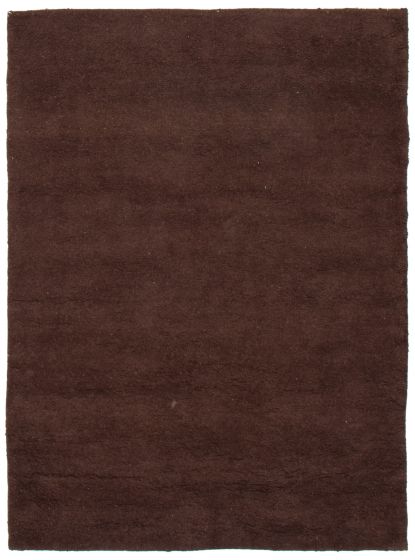 Contemporary  Solid Brown Area rug 5x8 Indian Hand-knotted 369459