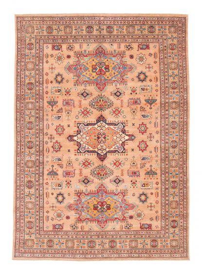 Bordered  Geometric Brown Area rug 8x10 Afghan Hand-knotted 381908