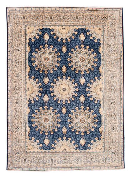 Bordered  Traditional Blue Area rug 9x12 Persian Hand-knotted 383195