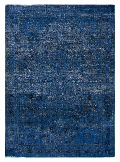 Overdyed  Transitional Blue Area rug 4x6 Turkish Hand-knotted 392181