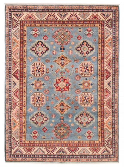 Bordered  Transitional Blue Area rug 4x6 Afghan Hand-knotted 392654