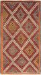 Bordered  Tribal Ivory Area rug Unique Turkish Flat-Weave 292910