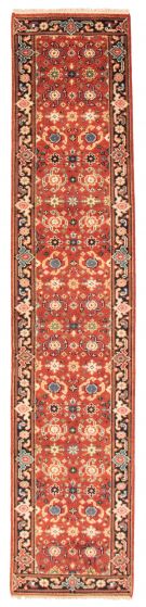 Bordered  Traditional Red Runner rug 12-ft-runner Indian Hand-knotted 369812