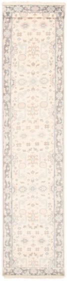 Bordered  Traditional Ivory Runner rug 20-ft-runner Indian Hand-knotted 369919