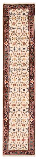 Bordered  Traditional Ivory Runner rug 14-ft-runner Indian Hand-knotted 377119