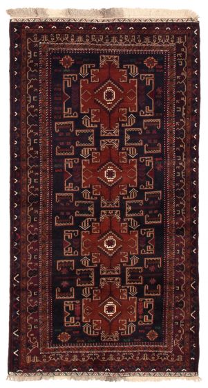 Bordered  Tribal Blue Area rug Unique Afghan Hand-knotted 352070