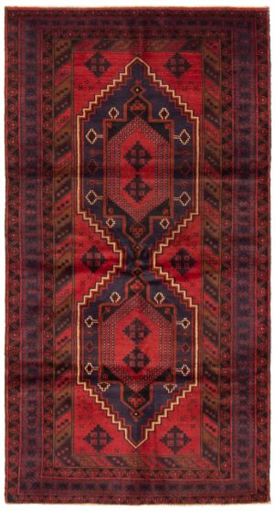 Bordered  Tribal Red Area rug 4x6 Afghan Hand-knotted 356740