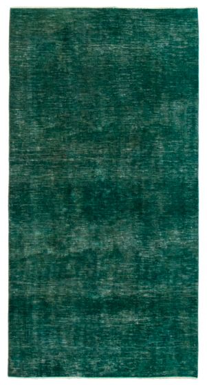 Overdyed  Transitional Green Area rug Unique Turkish Hand-knotted 360686