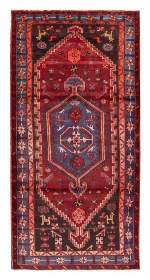 Bordered  Tribal Red Area rug 5x8 Turkish Hand-knotted 380162