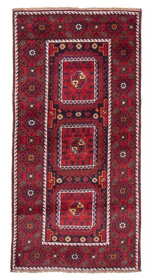 Bordered  Tribal Red Area rug 3x5 Afghan Hand-knotted 384667