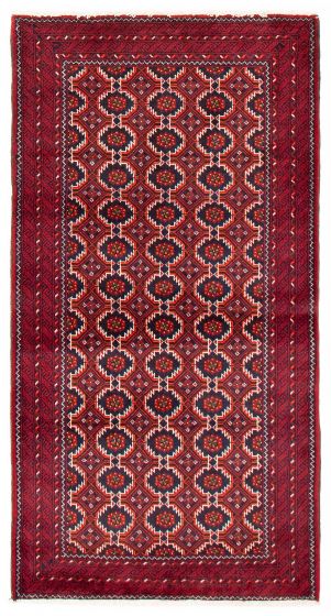 Bordered  Tribal Red Area rug 3x5 Afghan Hand-knotted 388975