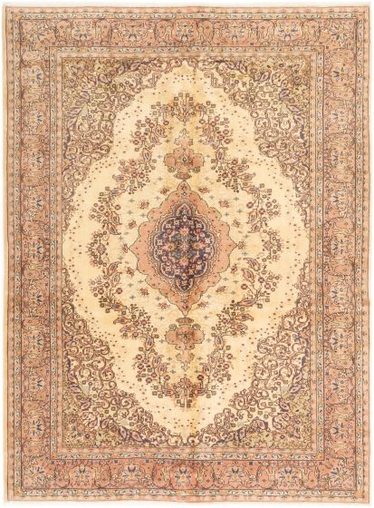 Bordered  Traditional Ivory Area rug 6x9 Turkish Hand-knotted 280982