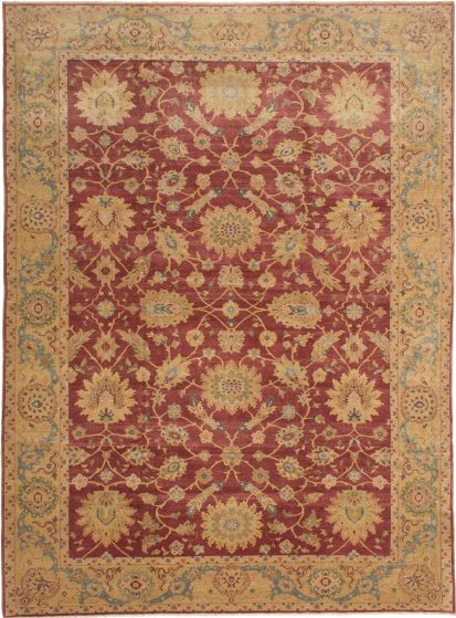Bordered  Floral Red Area rug 10x14 Turkish Hand-knotted 281380