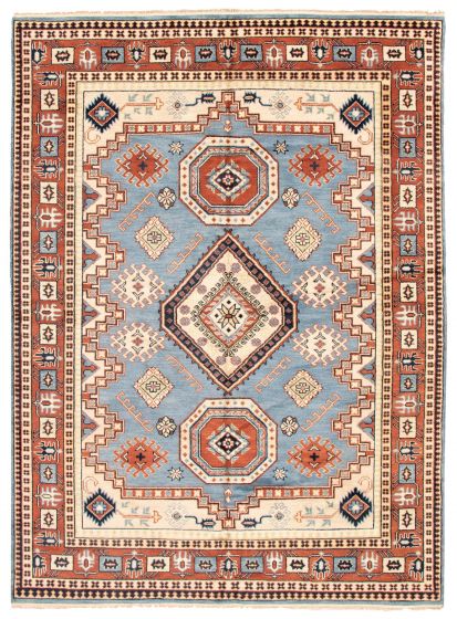 Bordered  Traditional Blue Area rug 9x12 Indian Hand-knotted 310345
