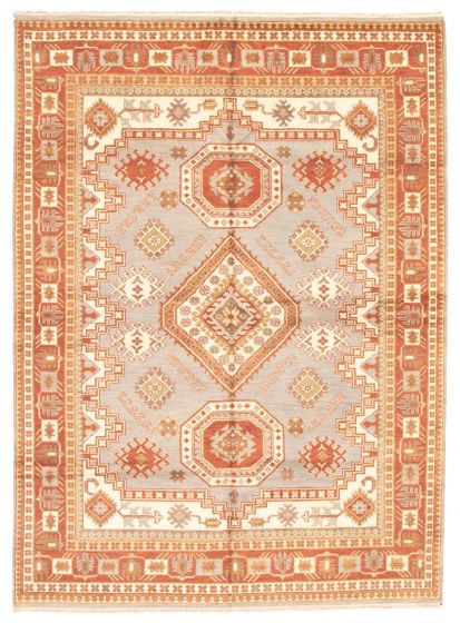 Bordered  Traditional Grey Area rug 9x12 Indian Hand-knotted 310357