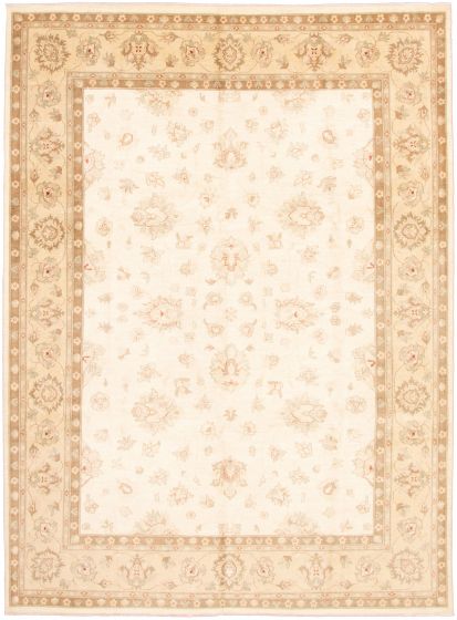 Bordered  Traditional Ivory Area rug 9x12 Pakistani Hand-knotted 337990