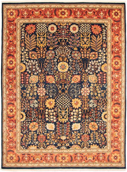 Bordered  Traditional Blue Area rug 9x12 Pakistani Hand-knotted 338249