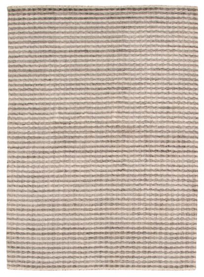 Stripes  Transitional Grey Area rug 4x6 Indian Hand Loomed 350792