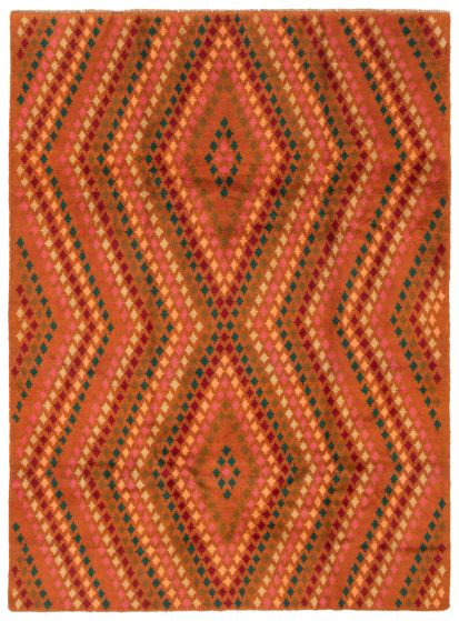 Bohemian  Tribal Orange Area rug 6x9 Afghan Hand-knotted 353745